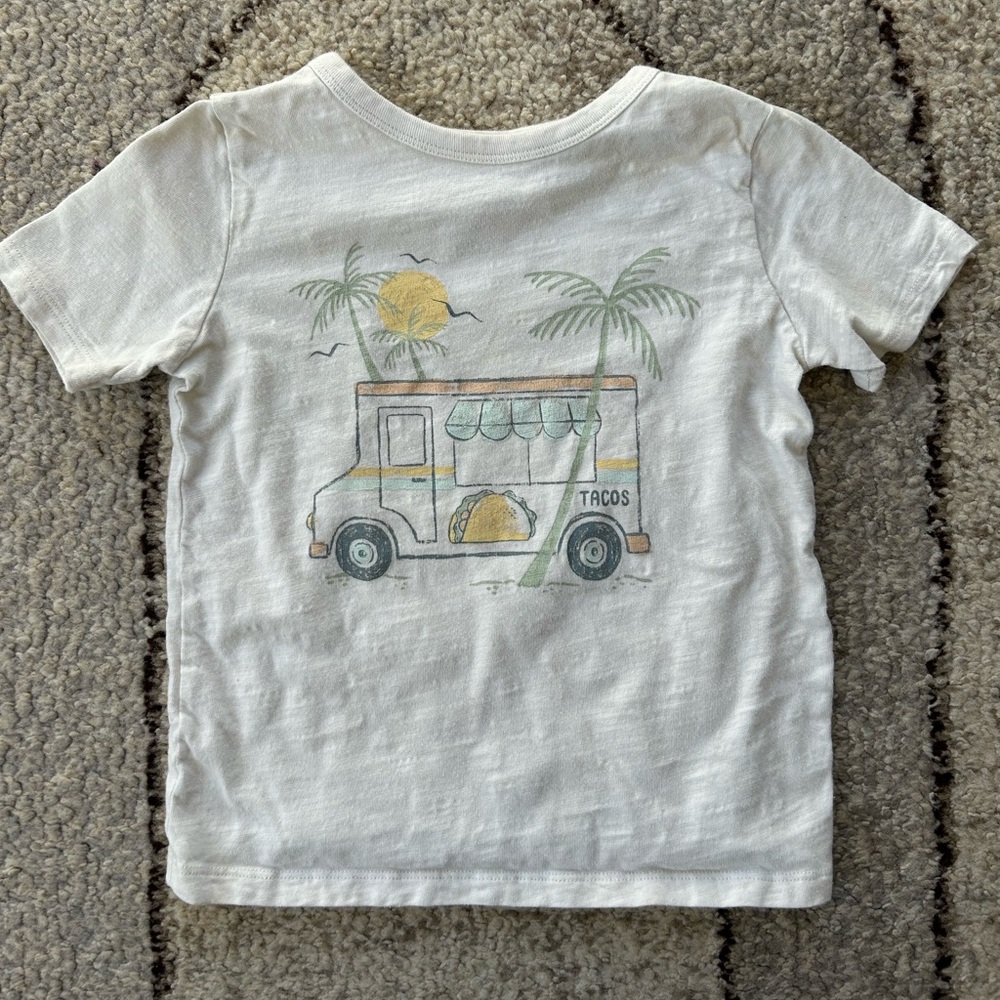 Kids White T-Shirt with Taco Truck Design